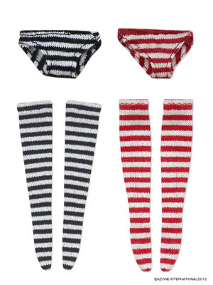 Border Pants & Over Knee Socks (Black x White and Red x White), Azone, Accessories, 1/12, 4580116038990