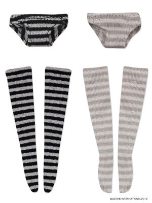 Border Pants & Over Knee Socks (Black x Gray and Gray x White), Azone, Accessories, 1/12, 4580116039003