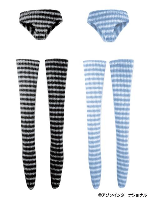 Border Pants & Over Knee Socks (Black and Light Blue), Azone, Accessories, 1/12, 4580116034909