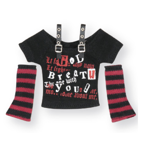 Punk Belt T-Shirt & Arm Warmers Set (Black x Black and Red Border), Azone, Accessories, 1/6, 4580116034046