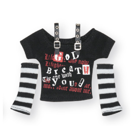 Punk Belt T-Shirt & Arm Warmers Set (Black x Black and White Border), Azone, Accessories, 1/6, 4580116034053