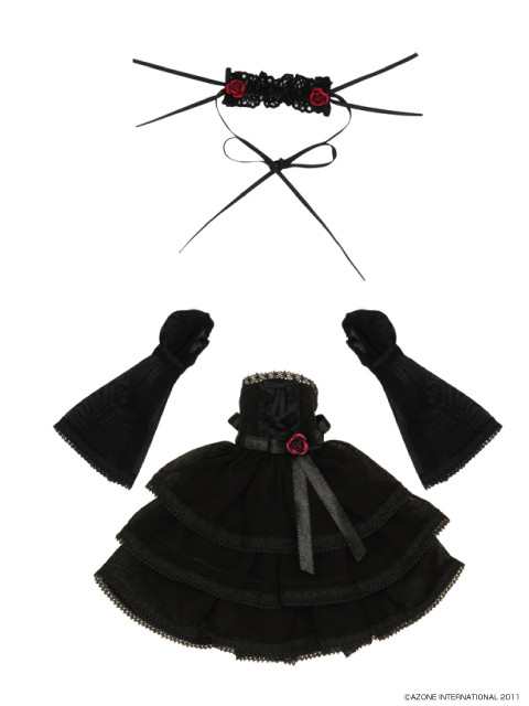 Rose Chiffon Dress Set (Black, Red Roses), Azone, Accessories, 1/6, 4580116033254