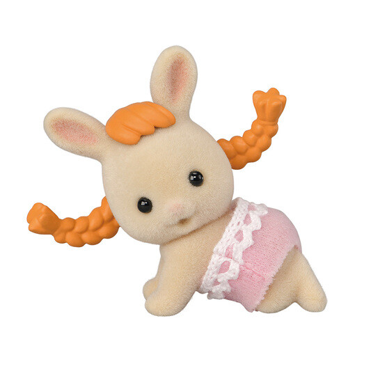 Milk Rabbit Baby (crawling) And Braided Pigtail Wig, Sylvanian Families, Epoch, Trading