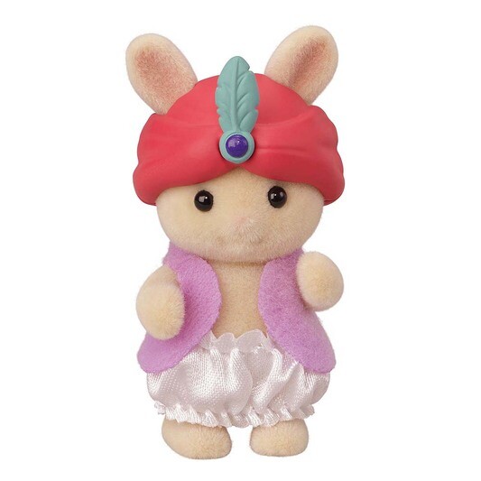 Milk Rabbit Baby And Feather Turban, Sylvanian Families, Epoch, Trading