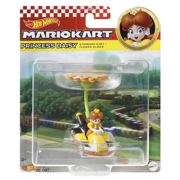 Daisy Hime (Standard Kart + Flower Glider), Mario Kart, Mattel, Pre-Painted, 1/64