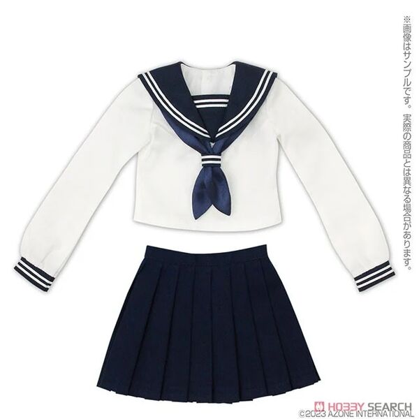 AZO2 Long Sleeve Classical Sailor Suit & Scarf Set ((White x Navy)), Azone, Accessories, 1/3, 4582119995362