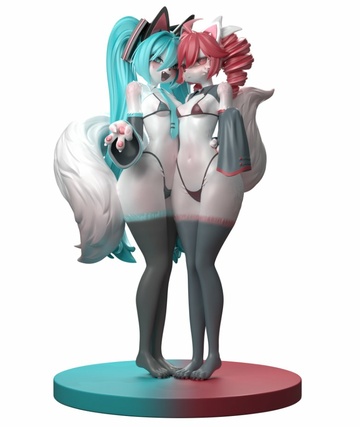 Hatsune Miku, Kasane Teto (Furry Hatsune Miku X Kasane Teto), Miku, Vocaloid, Individual Sculptor, Pre-Painted, 1/7