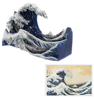 Ichiban Kuji Katsushika Hokusai [259985] (Great Wave off Kanagawa Diorama with Postcard Stand ～Ink Color～), Thirty-six Views Of Mount Fuji, Bandai Spirits, Pre-Painted