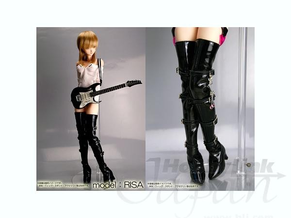 Girl Holic Enamel Thigh High Belt-Boots (black), Yamato, Accessories, 1/4
