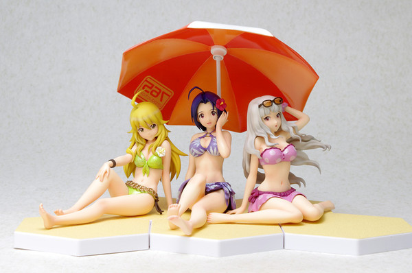 Hoshii Miki, Miura Azusa, Shijou Takane (Beach Parasol-tsuki DX Set), THE IDOLM@STER, Wave, Pre-Painted, 1/10, 4943209553297