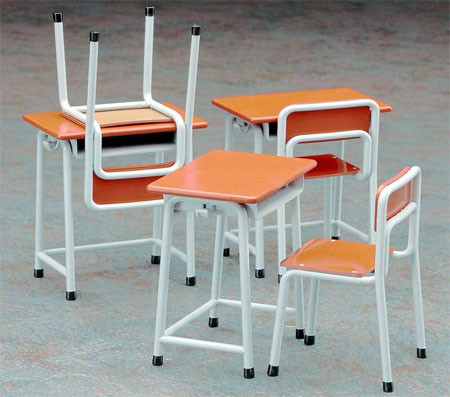 School Desks And Chairs, Hasegawa, Model Kit, 1/12, 4967834620018