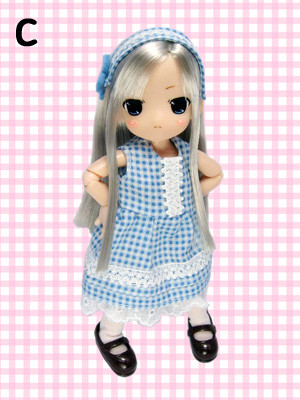 ChiiChi-chan, Chokochoko ChiiChi-chan [95634] (Gingham Check One Piece & Striped Cat Hat One Piece Dress Up Set, SilHaired), Mama Chapp Toy, Obitsu Plastic Manufacturing, Action/Dolls, 1/6